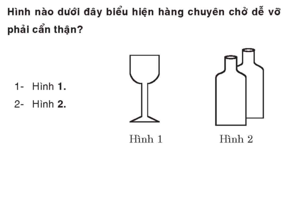 Hình nào dưới đây biểu hiện hàng chuyên chở dễ vỡ phải cẩn thận?